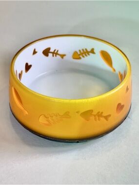 Orange Cat Bowls, Fish Bone cutout, 2 Anti Slip Cat Bowls by Catit, Halloween